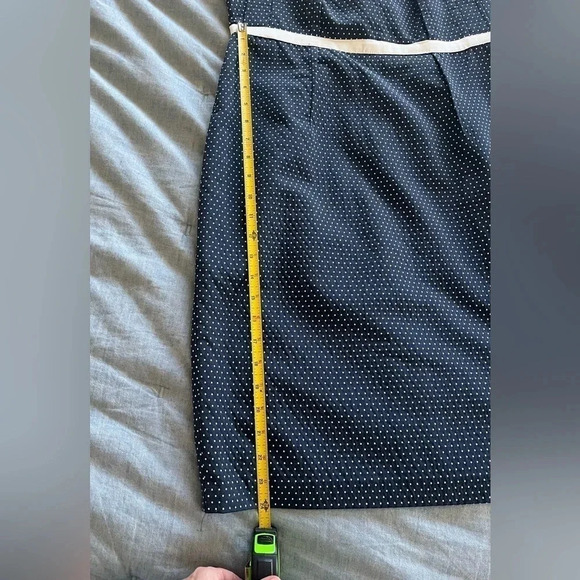 David Meister Navy Blue Polkadot Cocktail Dress A Line Women’s Size 10 Preppy - Picture 9 of 12